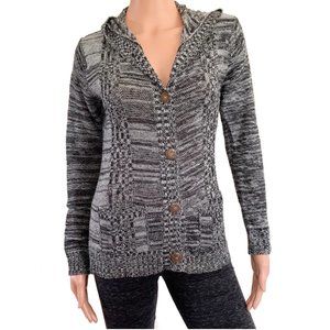 G & M Marble Long Sleeve Button-up Hooded Cardigan